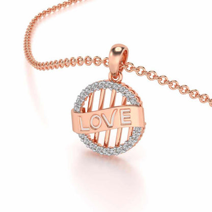 Love Banner Silver Pendant - Rose Gold - Image 2