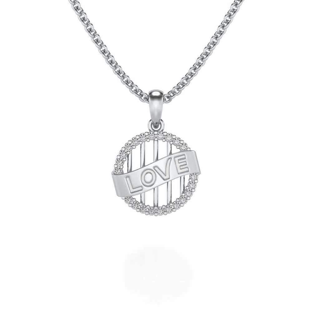 Love Banner Silver Pendant - White Gold - Image 1
