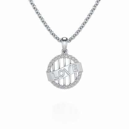 Love Banner Silver Pendant - White Gold - Image 1