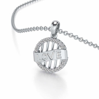 Love Banner Silver Pendant - White Gold - Image 2