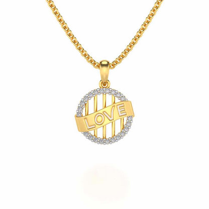 Love Banner Silver Pendant - Yellow Gold - Image 1