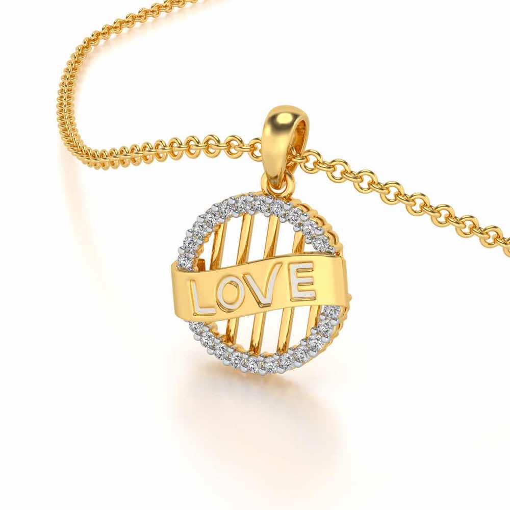 Love Banner Silver Pendant - Yellow Gold - Image 2