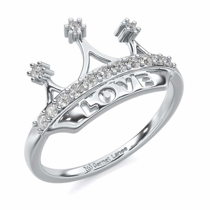 Love Crown Silver Ring - White Gold - Image 1