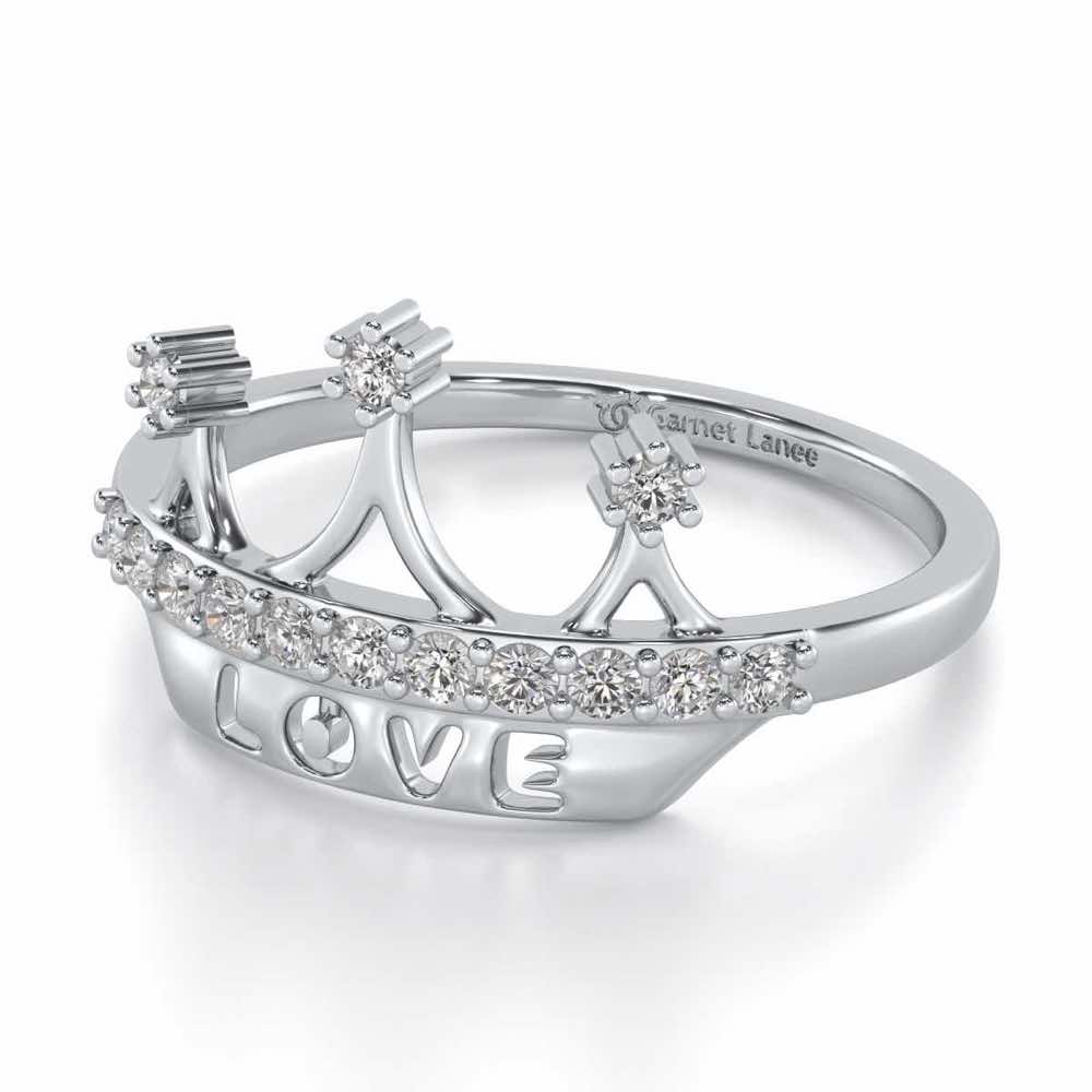 Love Crown Silver Ring - White Gold - Image 2