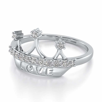 Love Crown Silver Ring - White Gold - Image 2