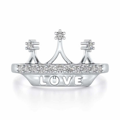 Love Crown Silver Ring - White Gold - Image 4