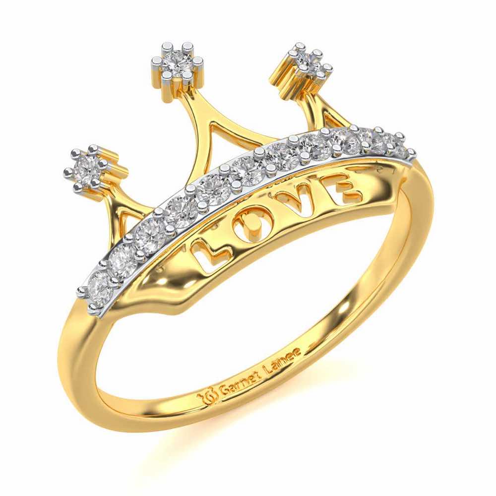 Love Crown Silver Ring - Yellow Gold - Image 1
