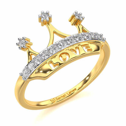 Love Crown Silver Ring - Yellow Gold - Image 1