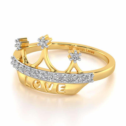 Love Crown Silver Ring - Yellow Gold - Image 2