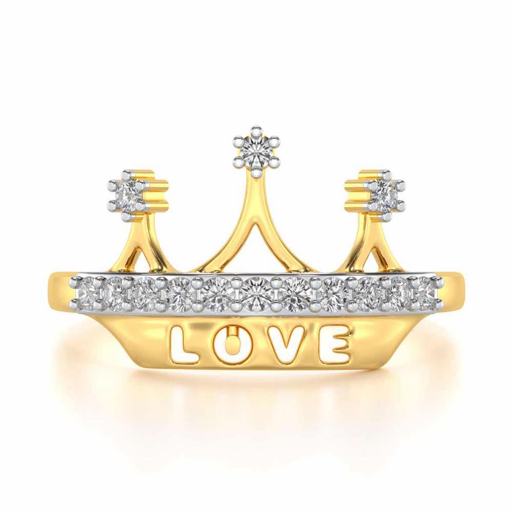 Love Crown Silver Ring - Yellow Gold - Image 4