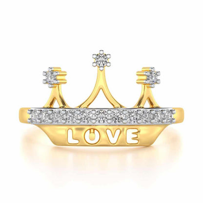 Love Crown Silver Ring - Yellow Gold - Image 4