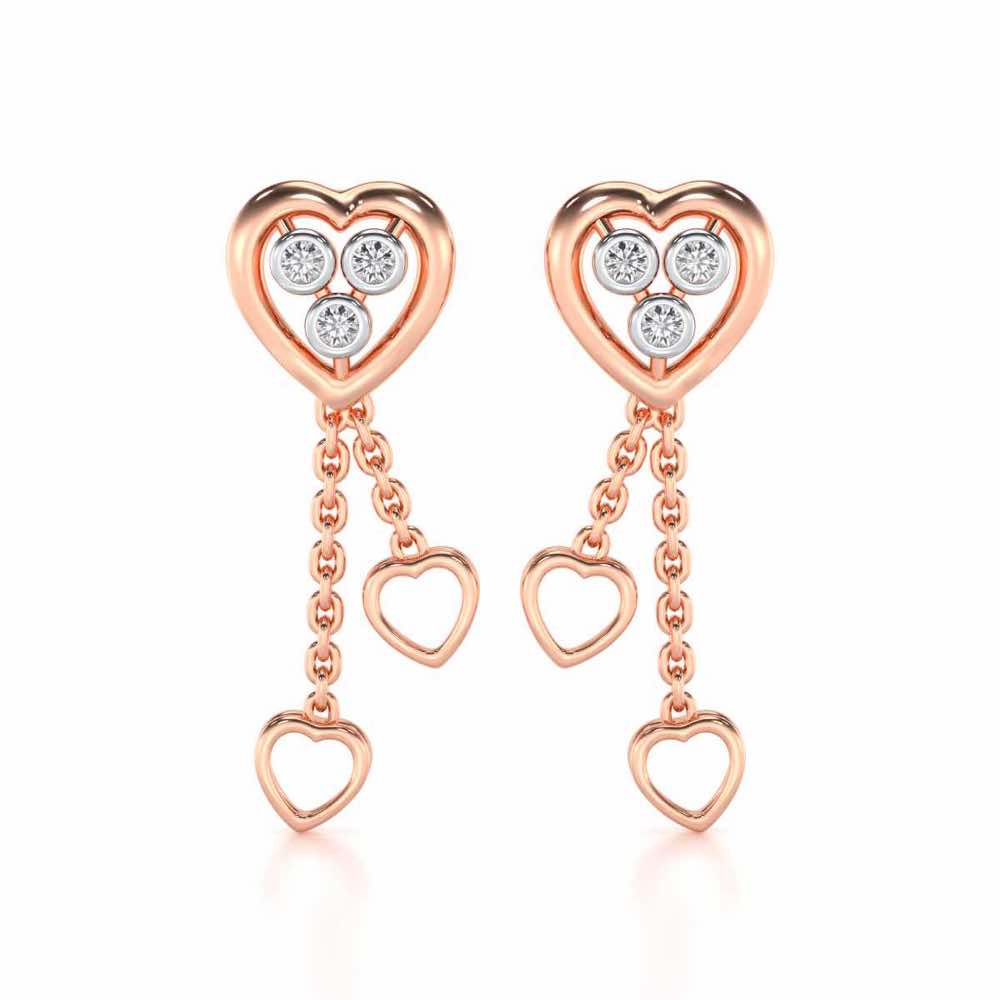 Love Heart Silver Earrings - Rose Gold - Image 1