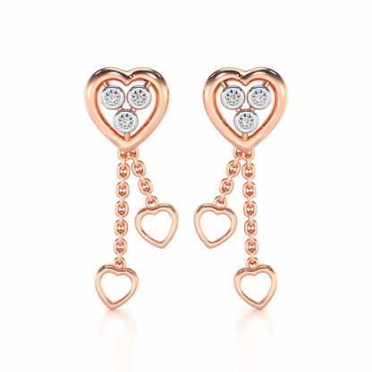 Love Heart Silver Earrings - Rose Gold - Image 1