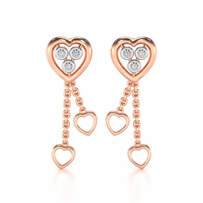 Love Heart Silver Earrings - Rose Gold - Image 1