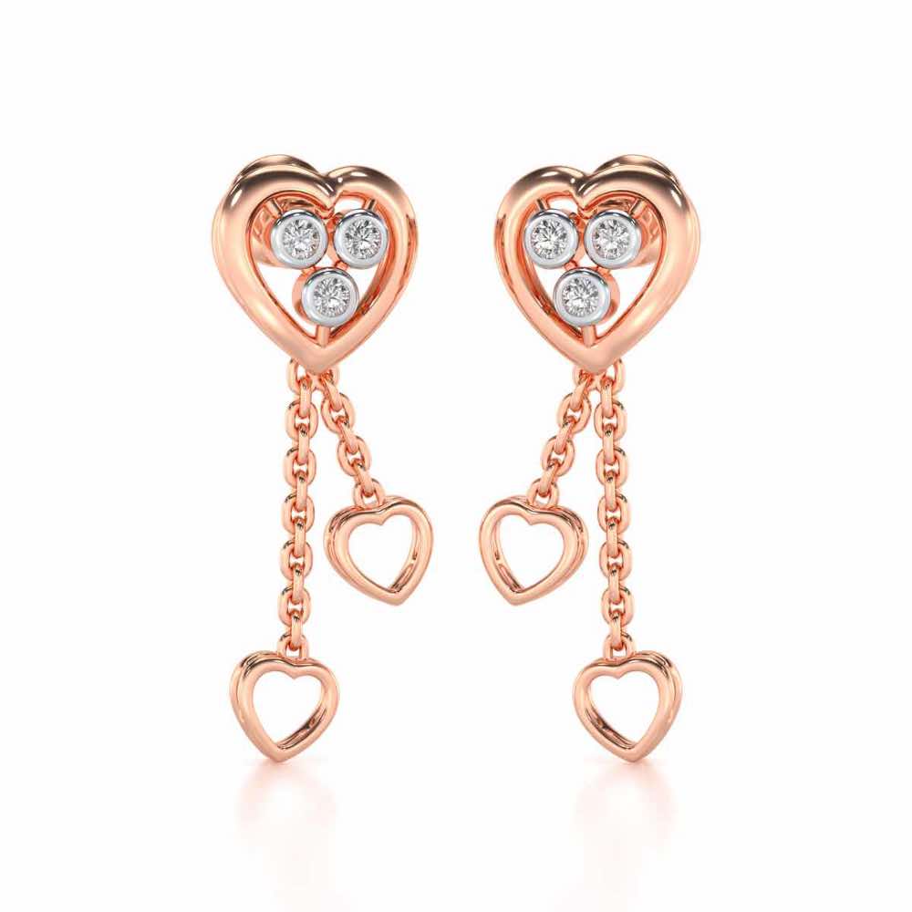 Love Heart Silver Earrings - Rose Gold - Image 2