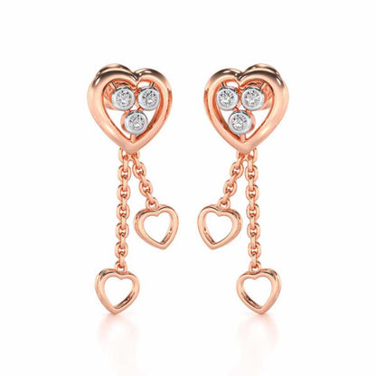 Love Heart Silver Earrings - Rose Gold - Image 2