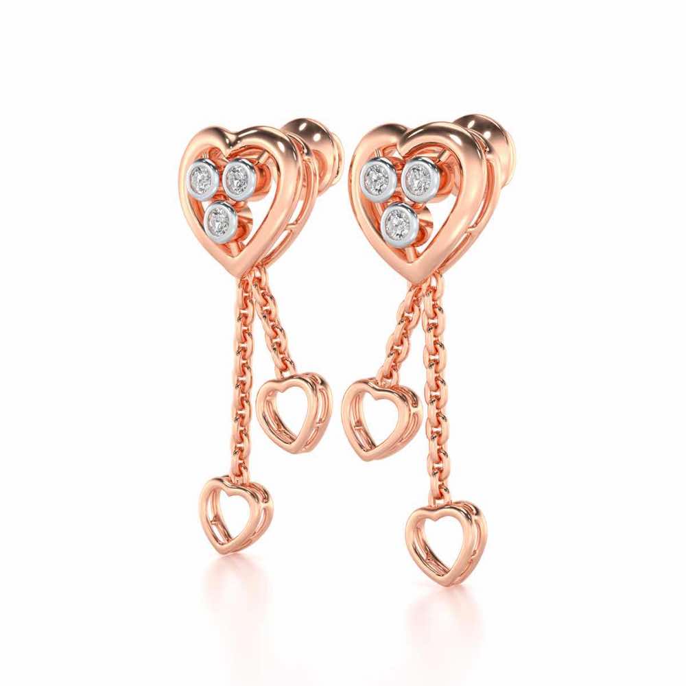 Love Heart Silver Earrings - Rose Gold - Image 3