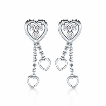 Love Heart Silver Earrings - White Gold - Image 1
