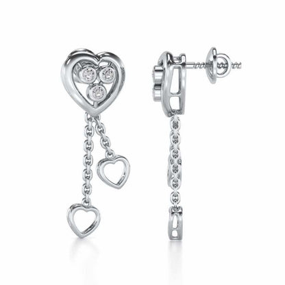Love Heart Silver Earrings - White Gold - Image 4