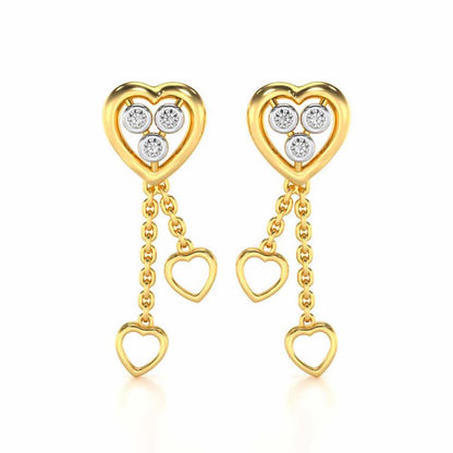 Love Heart Silver Earrings - Yellow Gold - Image 1