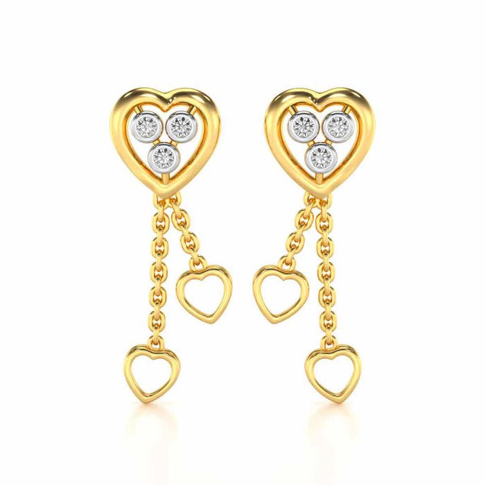 Love Heart Silver Earrings - Yellow Gold - Image 1