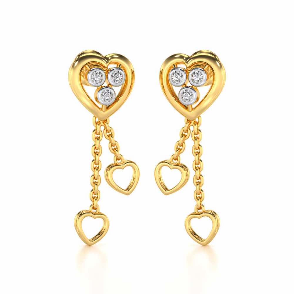 Love Heart Silver Earrings - Yellow Gold - Image 2