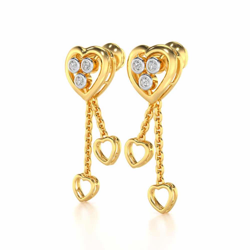Love Heart Silver Earrings - Yellow Gold - Image 3