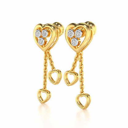 Love Heart Silver Earrings - Yellow Gold - Image 3
