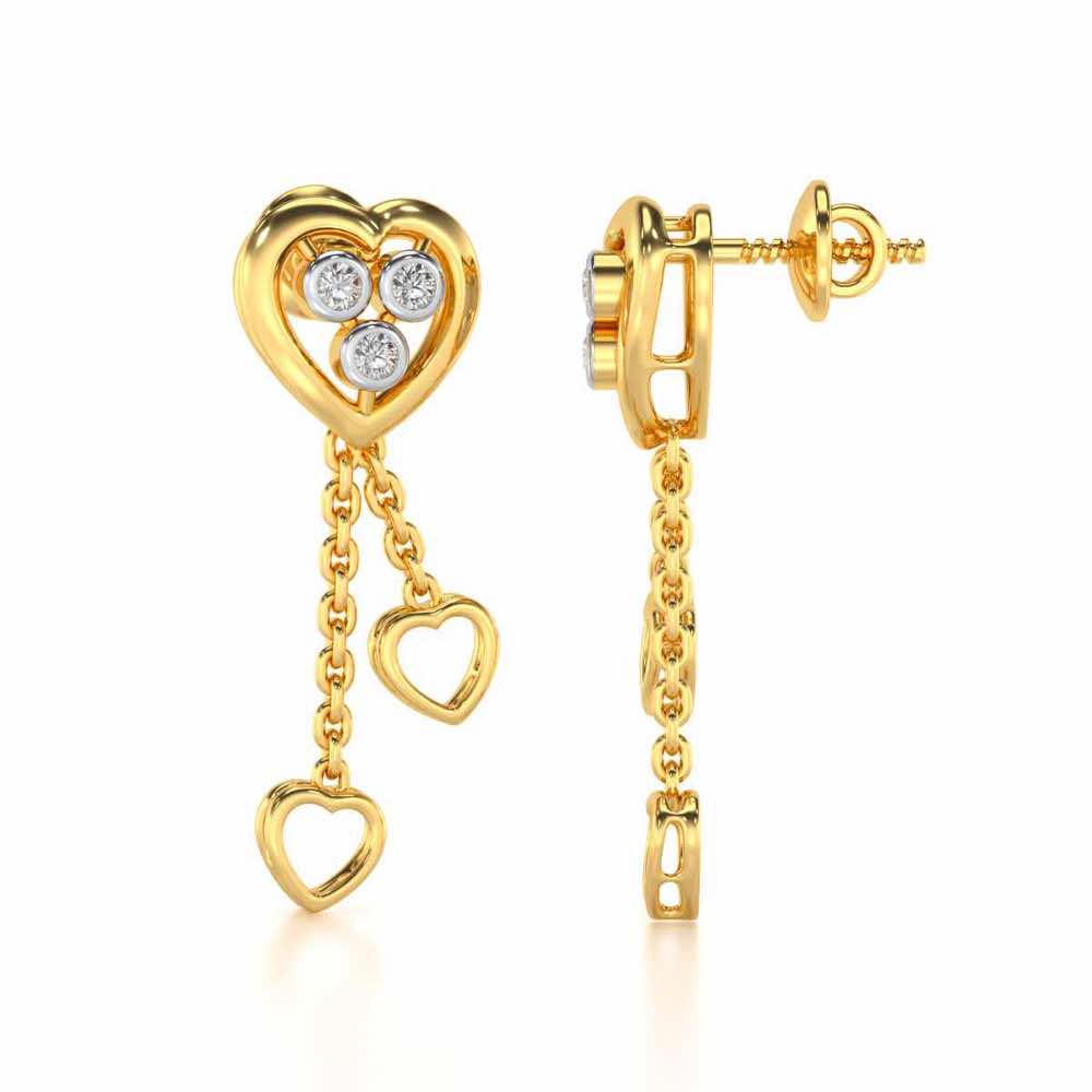 Love Heart Silver Earrings - Yellow Gold - Image 4