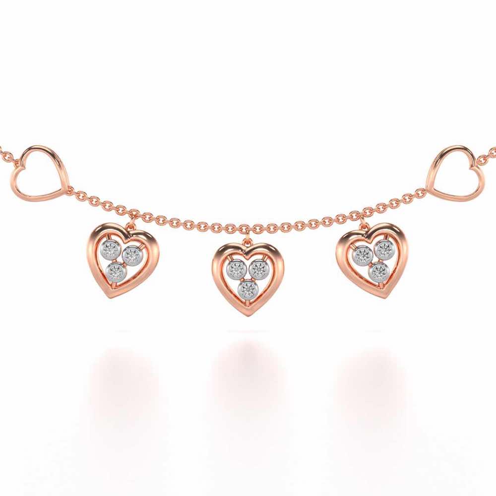 Love Heart Silver Necklace - Rose Gold - Image 1