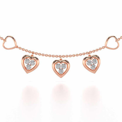 Love Heart Silver Necklace - Rose Gold - Image 1