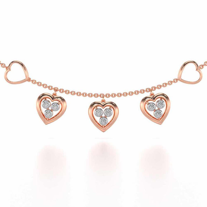 Love Heart Silver Necklace - Rose Gold - Image 1