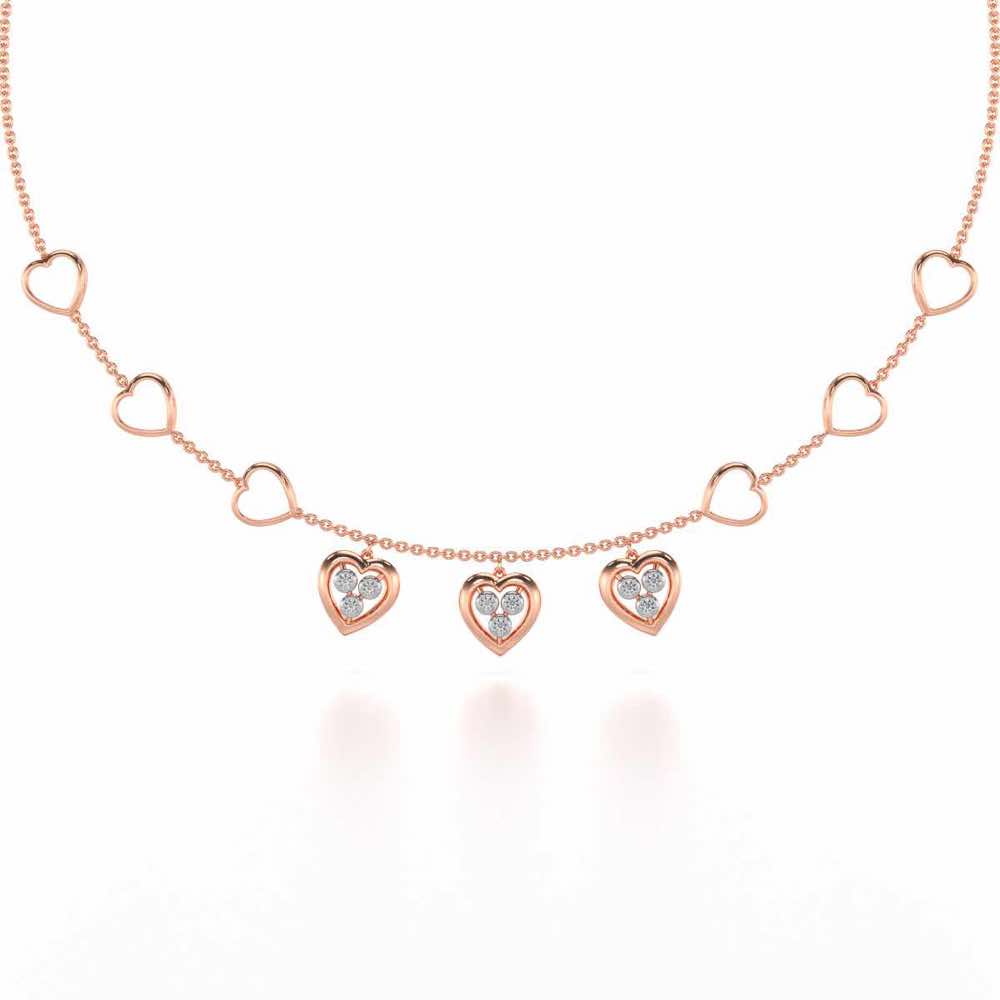 Love Heart Silver Necklace - Rose Gold - Image 2