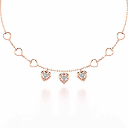 Love Heart Silver Necklace - Rose Gold - Image 2