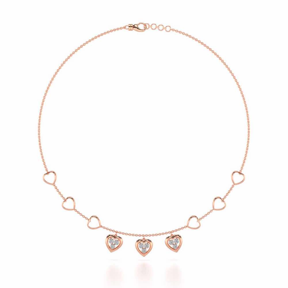 Love Heart Silver Necklace - Rose Gold - Image 3