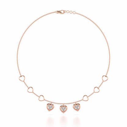 Love Heart Silver Necklace - Rose Gold - Image 3