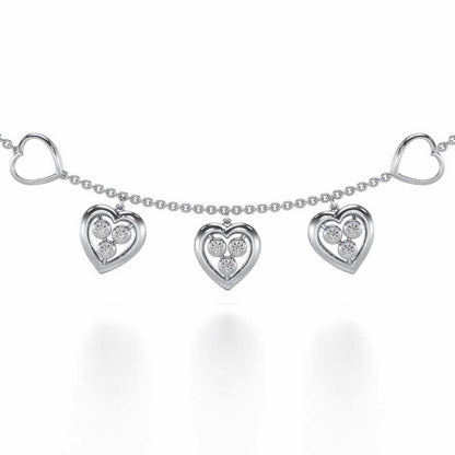 Love Heart Silver Necklace - White Gold - Image 1