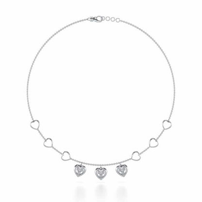 Love Heart Silver Necklace - White Gold - Image 3