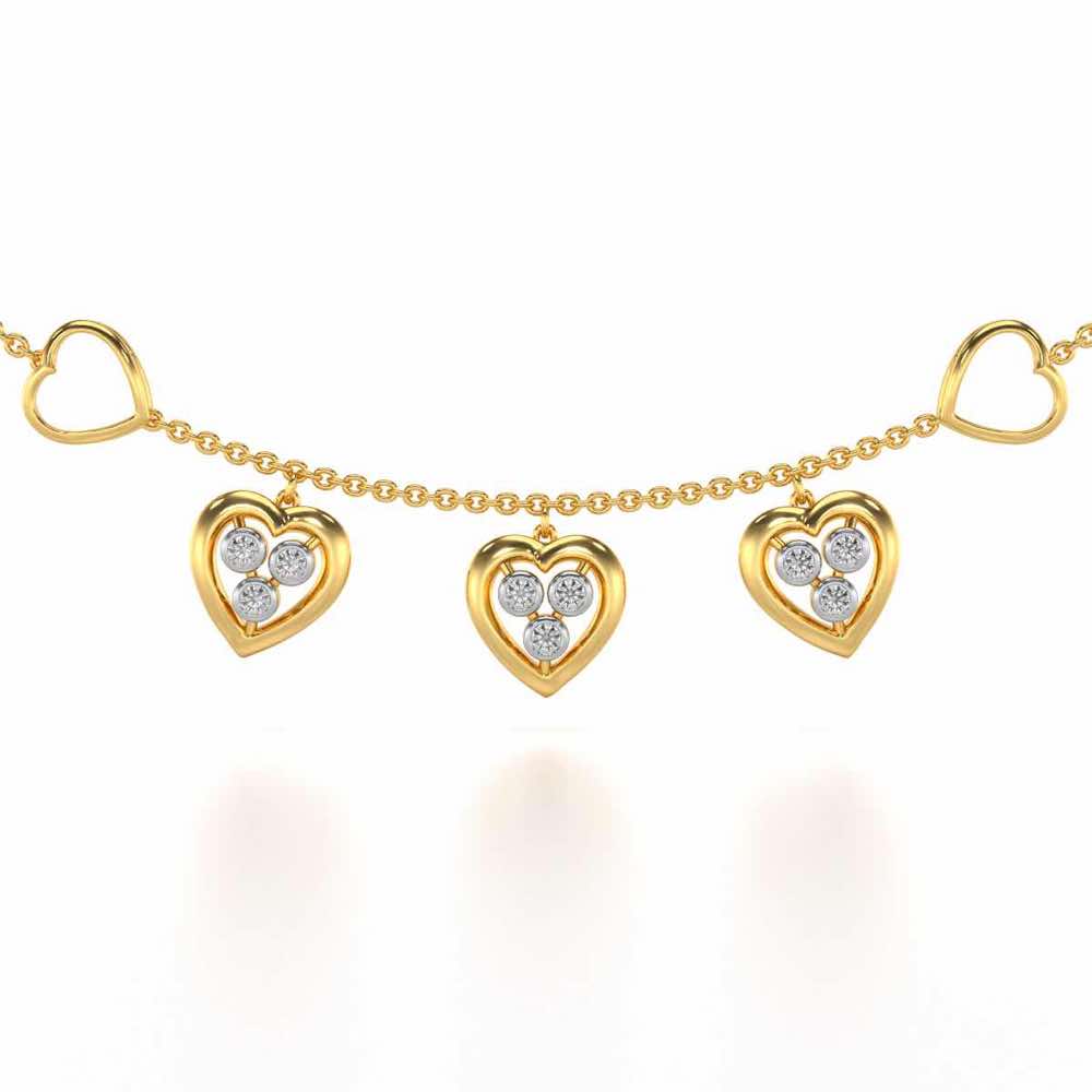 Love Heart Silver Necklace - Yellow Gold - Image 1