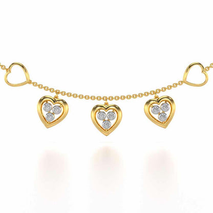 Love Heart Silver Necklace - Yellow Gold - Image 1