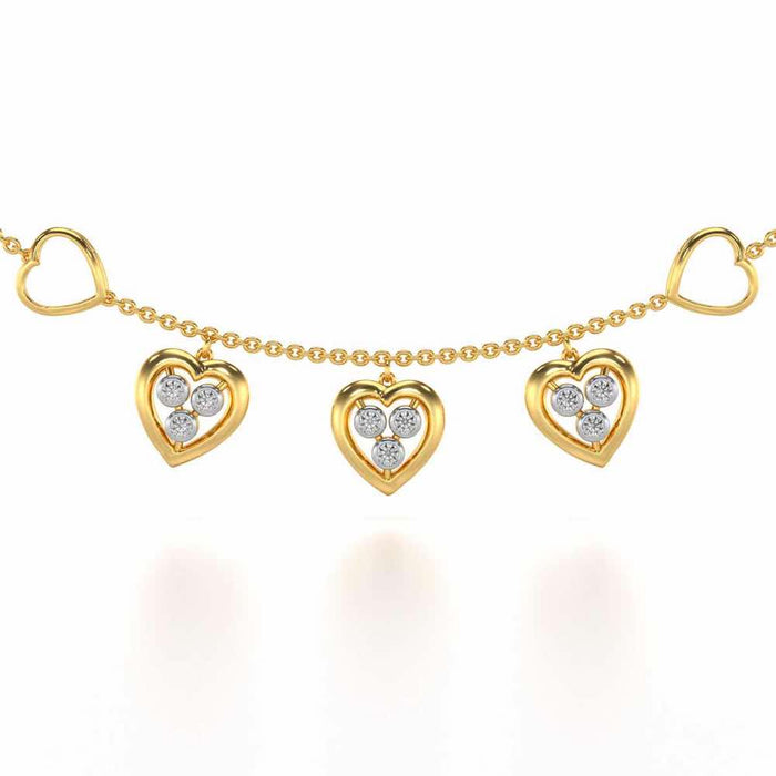 Love Heart Silver Necklace - Yellow Gold - Image 1