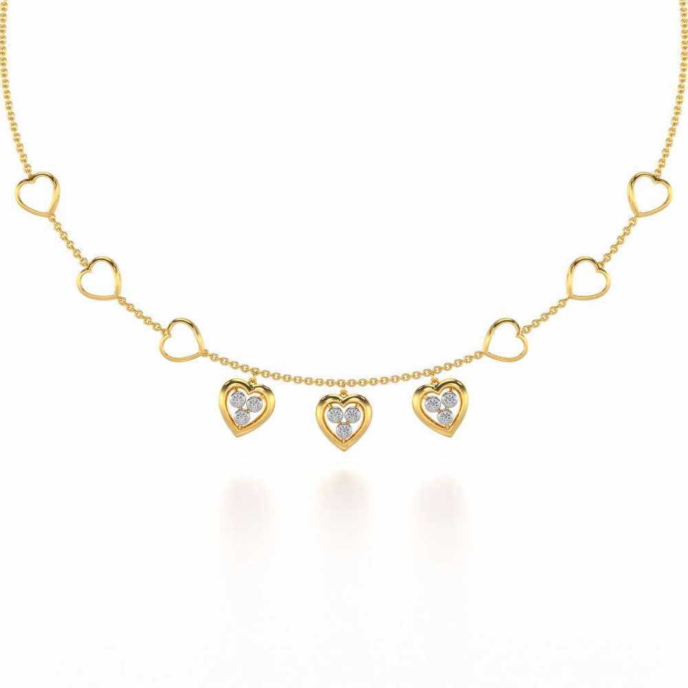 Love Heart Silver Necklace - Yellow Gold - Image 2
