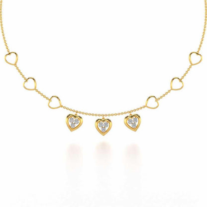 Love Heart Silver Necklace - Yellow Gold - Image 2