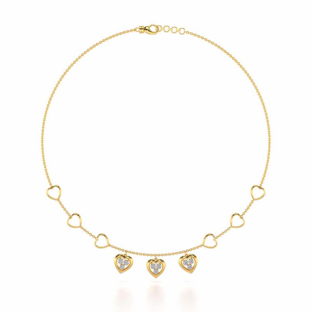Love Heart Silver Necklace - Yellow Gold - Image 3