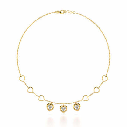 Love Heart Silver Necklace - Yellow Gold - Image 3