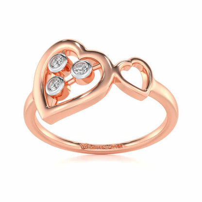 Love Heart Silver Ring - Rose Gold - Image 2