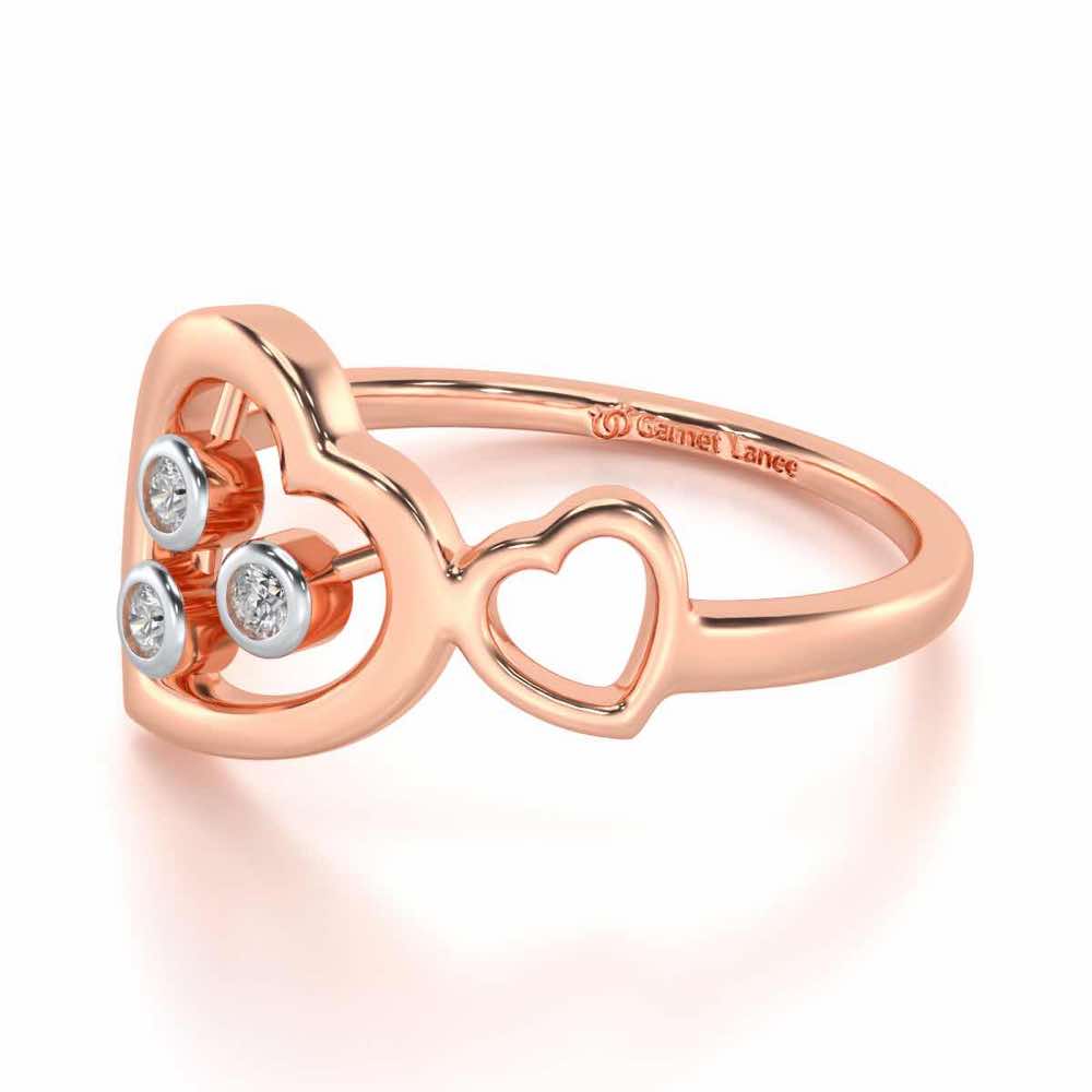 Love Heart Silver Ring - Rose Gold - Image 3
