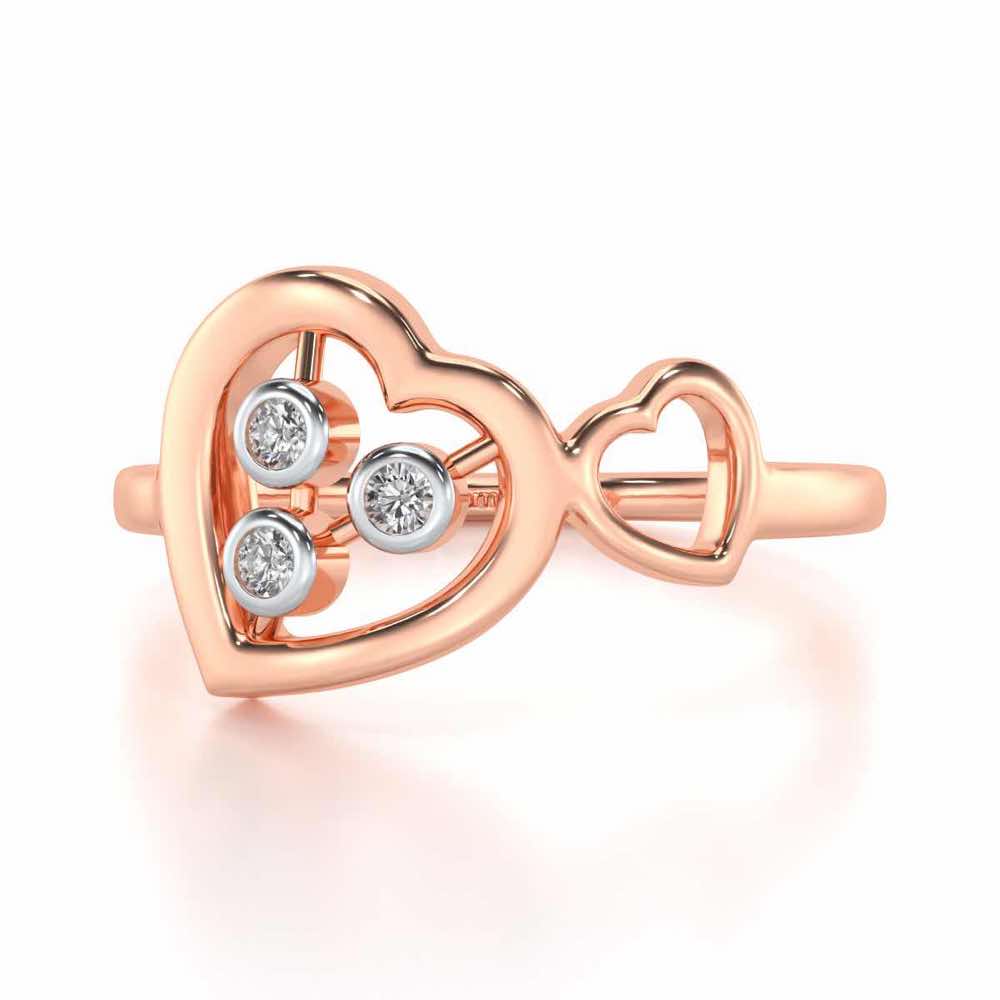 Love Heart Silver Ring - Rose Gold - Image 5