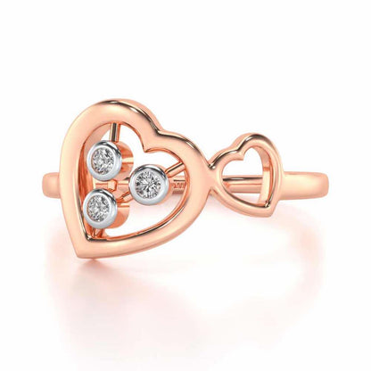 Love Heart Silver Ring - Rose Gold - Image 5
