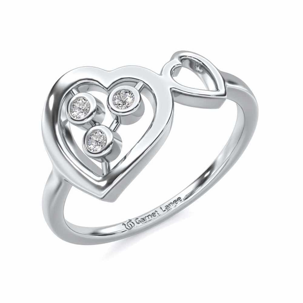 Love Heart Silver Ring - White Gold - Image 1